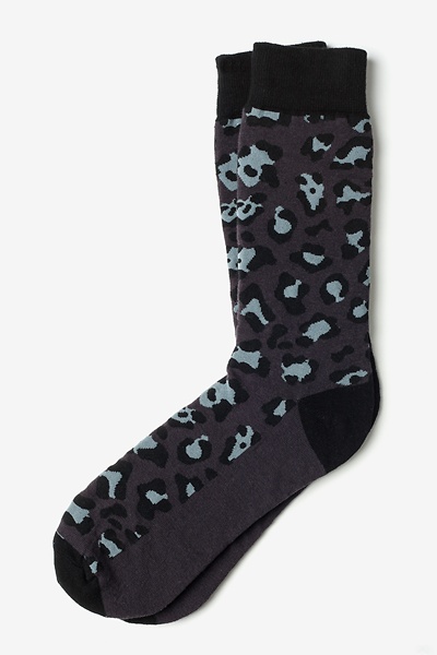 Charcoal Leopard Print Sock | Animal Print | Ties.com