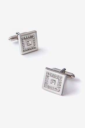 _Flashy Square in Square Clear Cufflinks_