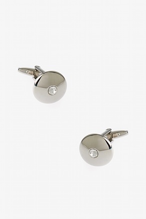 _Solid Round Bling Clear Cufflinks_