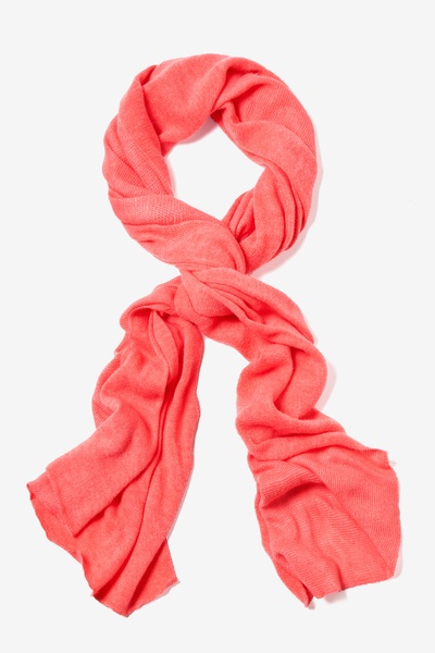 Coral Acrylic Heathered Solid Knit Scarf