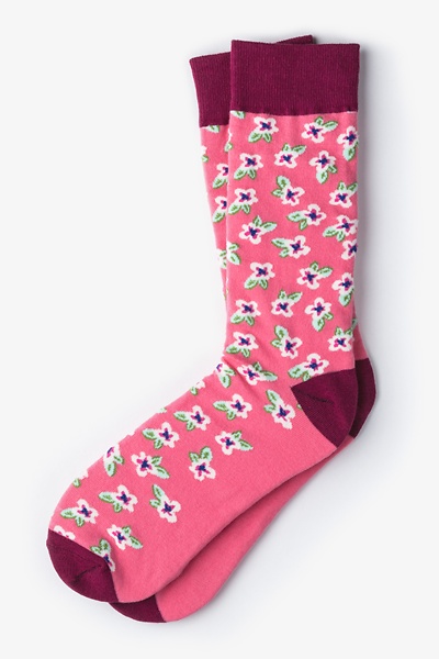 Coral Carded Cotton Garden Grove Floral Sock | Ties.com