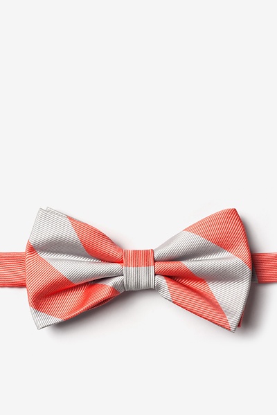 Coral & Silver Striped Pre-Tied Bow Tie | Casual Bow Tie | Ties.com