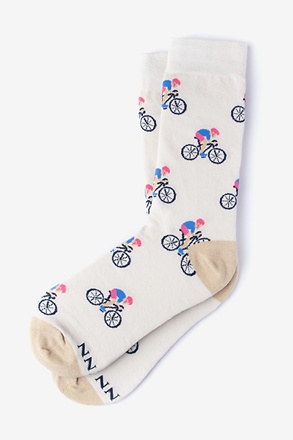 _Spin Cycle Bicycle Race Cream Women's Sock_