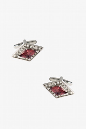 Bejeweled Rhombus Crimson Cufflinks