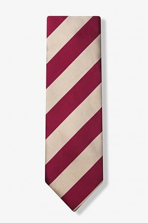 Crimson  and Cream Stripe Extra Long Tie