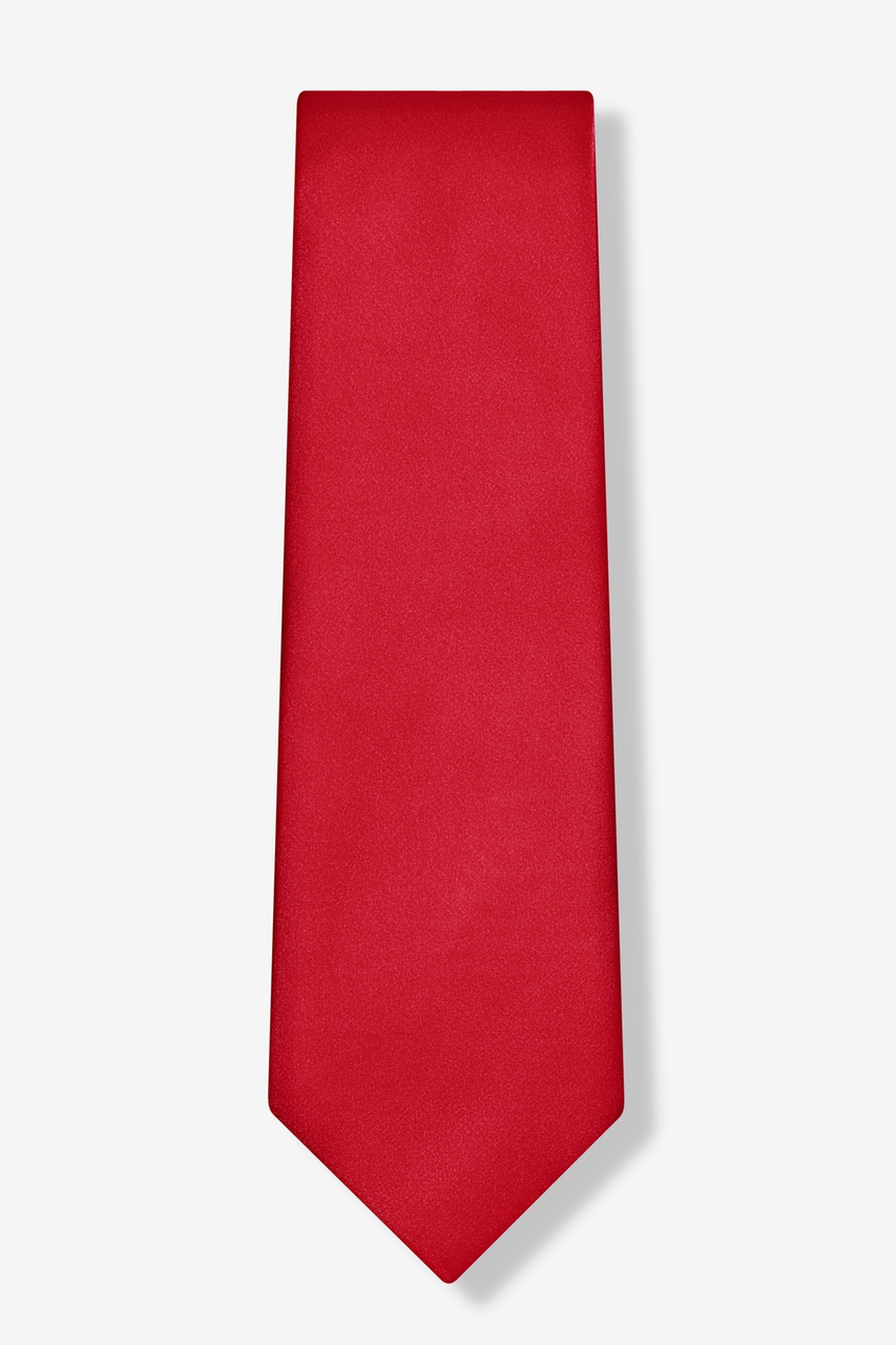 Crimson Red Necktie. Solid Color Satin Finish Tie, No Print Microfiber / Baby
