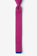 Contrasting Tip Fuchsia Knit Skinny Tie Photo (0)