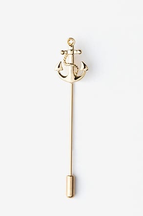 Anchor With Rope Gold Lapel Pin