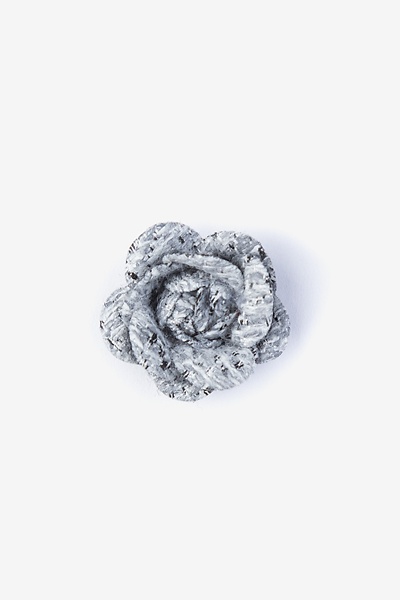 Gray Boucle Tweed Boucle Tweed Flower Lapel Pin | Ties.com