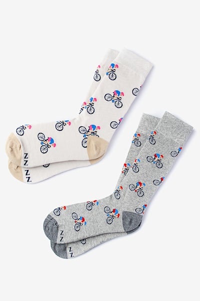 Gray Carded Cotton Spin Cycle His & Hers Socks | Ties.com