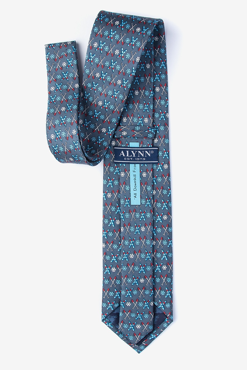 All Downhill From Here Navy Tie | Skiing Snow Tie | Ties.com
