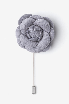 _Gray Wool Felt Rose Lapel Pin_