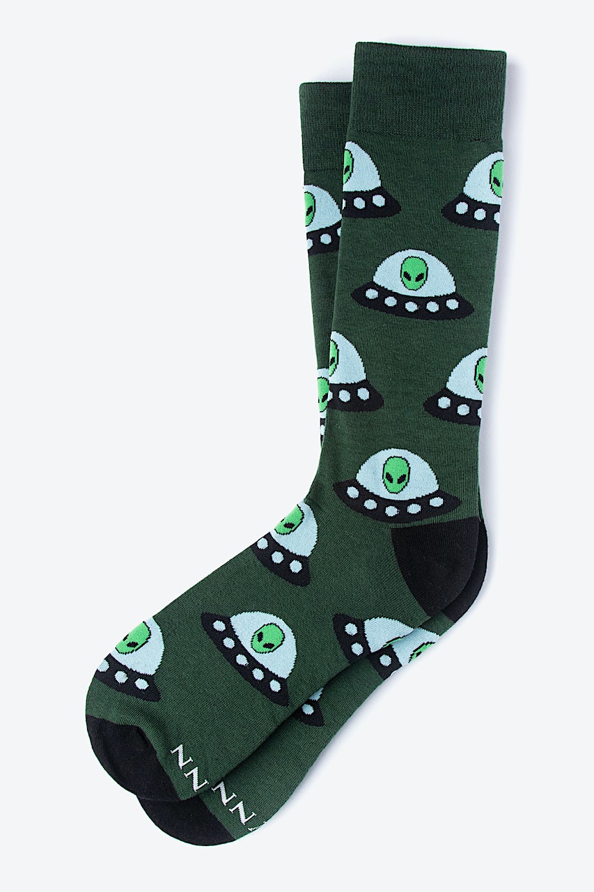 Green Carded Cotton Alien Invasion Sock 9216