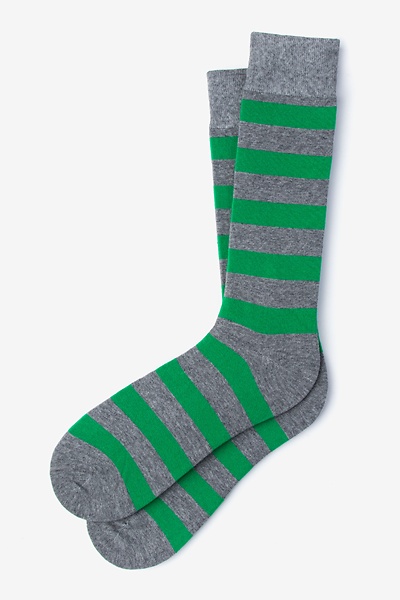 Green Carded Cotton Rugby Stripe Sock | Ties.com