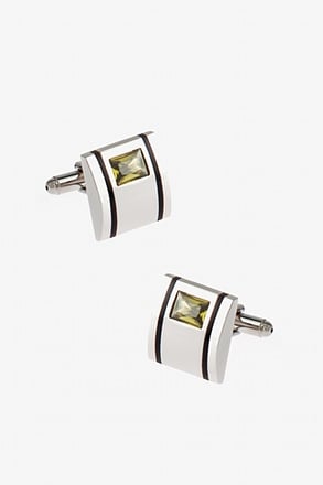 _Striped Bling Green Cufflinks_