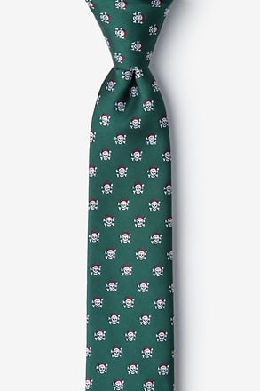 Christmas Skulls Green Skinny Tie