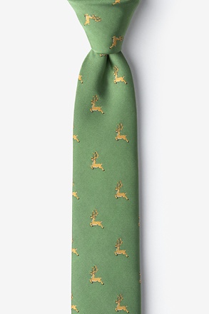 _Jumping Reindeer Green Skinny Tie_