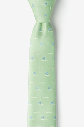 Whale Tails Green Skinny Tie