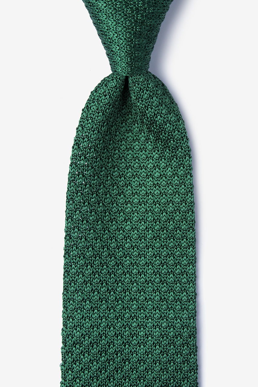 Green Silk Textured Solid Knit Tie