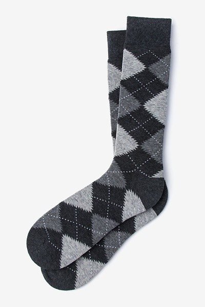 Heather Gray Carded Cotton Argyle Assassin Sock | Ties.com