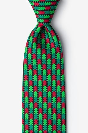 Christmas Tree Abstract Hunter Green Tie