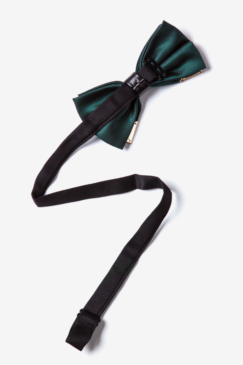 Hunter Green Polyester Metal-Tipped Hunter Green Pre-Tied Bow Tie ...