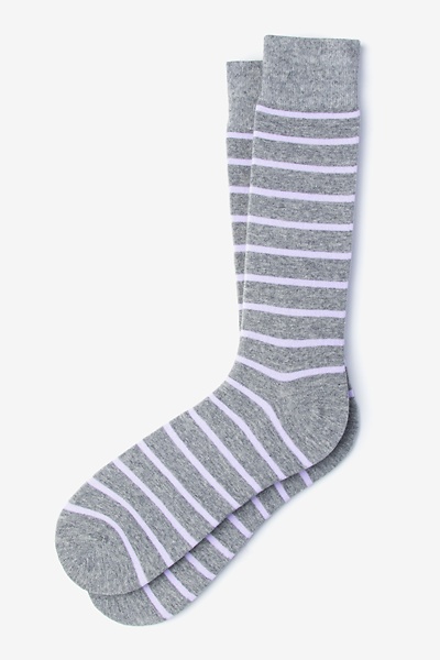 Lavender Carded Cotton Virtuoso Stripe Sock | Ties.com