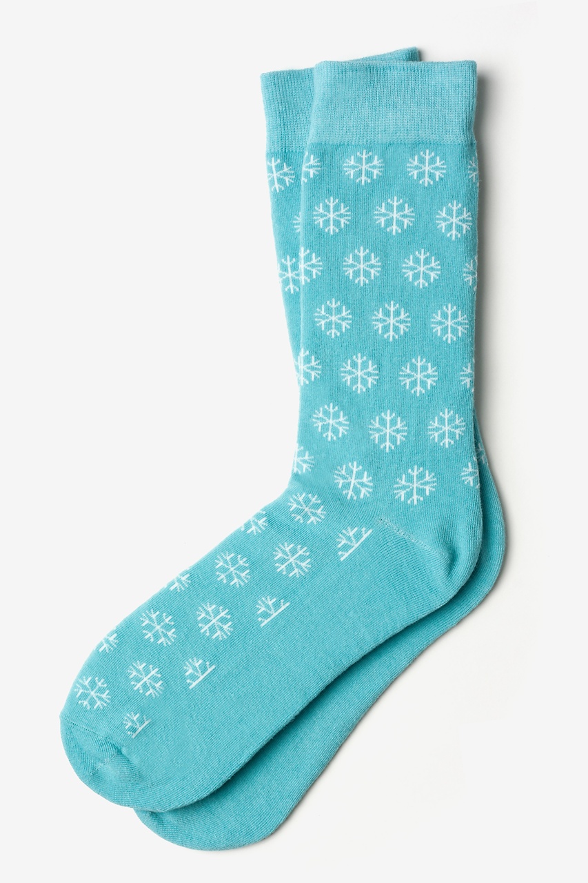 Light Blue Carded Cotton Snowflakes Sock | Ties.com