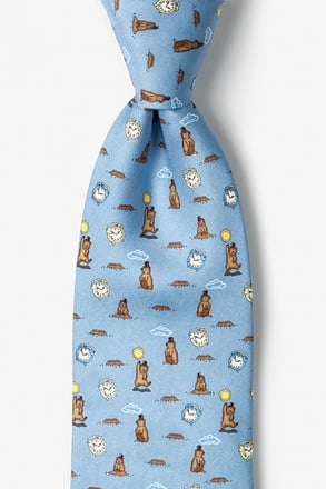 Groundhog Day Light Blue Tie