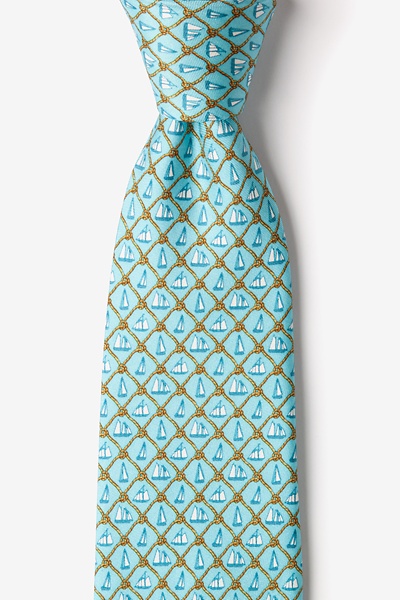 Sailboat & Knot Light Blue Silk Tie | Nautical Neckties | Ties.com