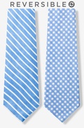 Two Sided Stripe and Check Light Blue Tie Photo (0)