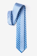 Two Sided Stripe and Check Light Blue Tie Photo (1)