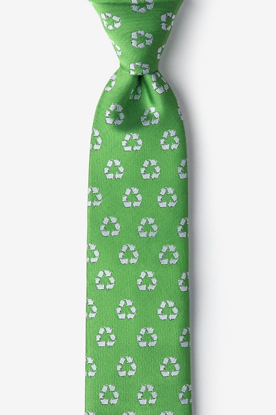 Lime Green Microfiber Recycling Symbol Tie For Boys