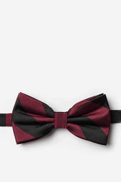 Maroon & Black Striped Pre-Tied Bow Tie, Casual Bow Tie