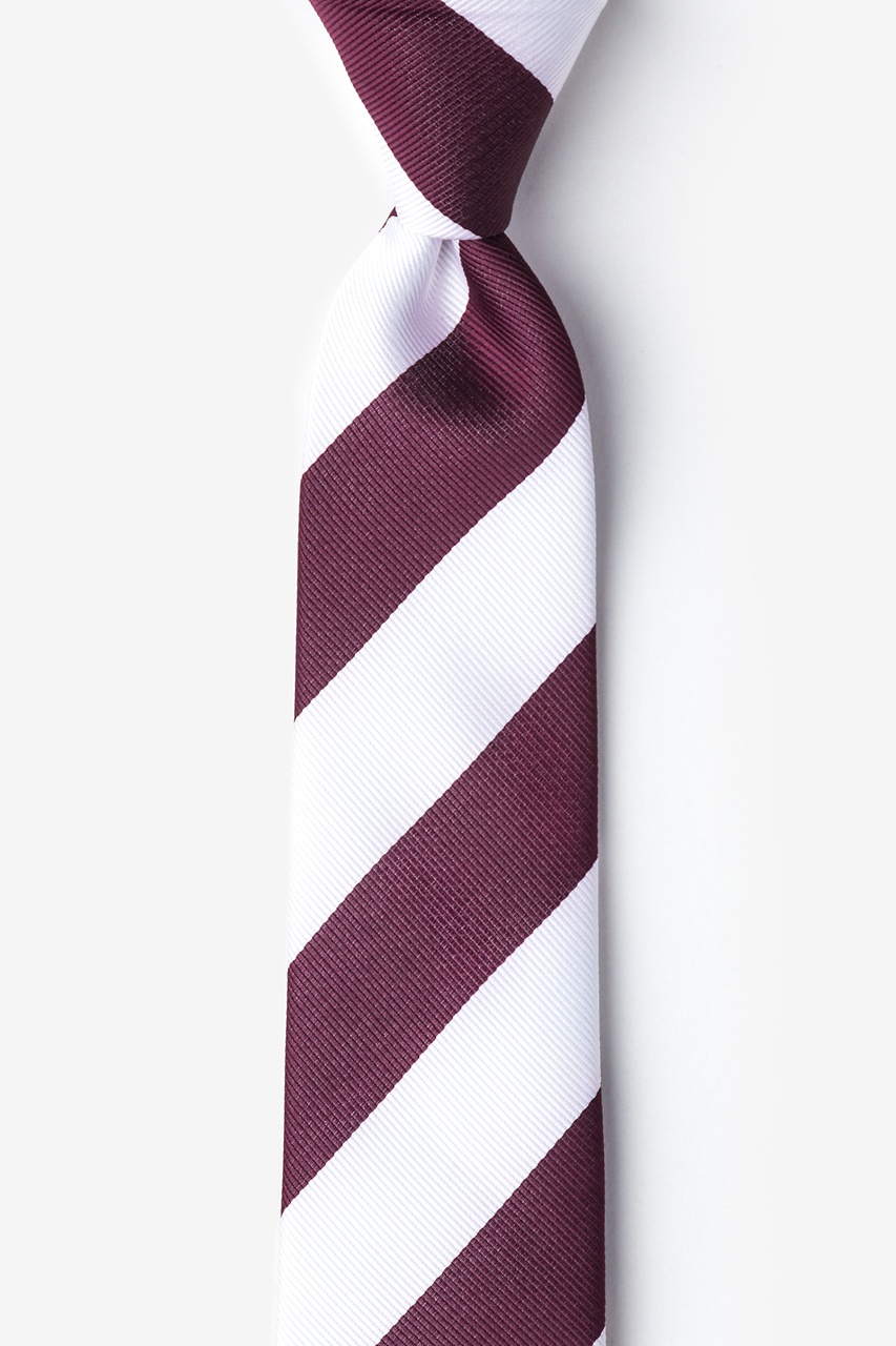 Maroon & White Striped Skinny Tie | Casual Neckties | Ties.com