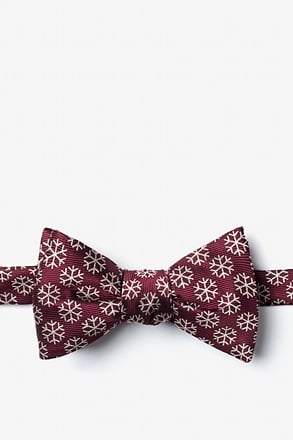 Snowflakes Maroon Self-Tie Bow Tie