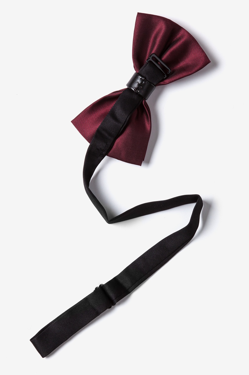 Maroon Polyester Metal-Tipped Maroon Pre-Tied Bow Tie | Ties.com