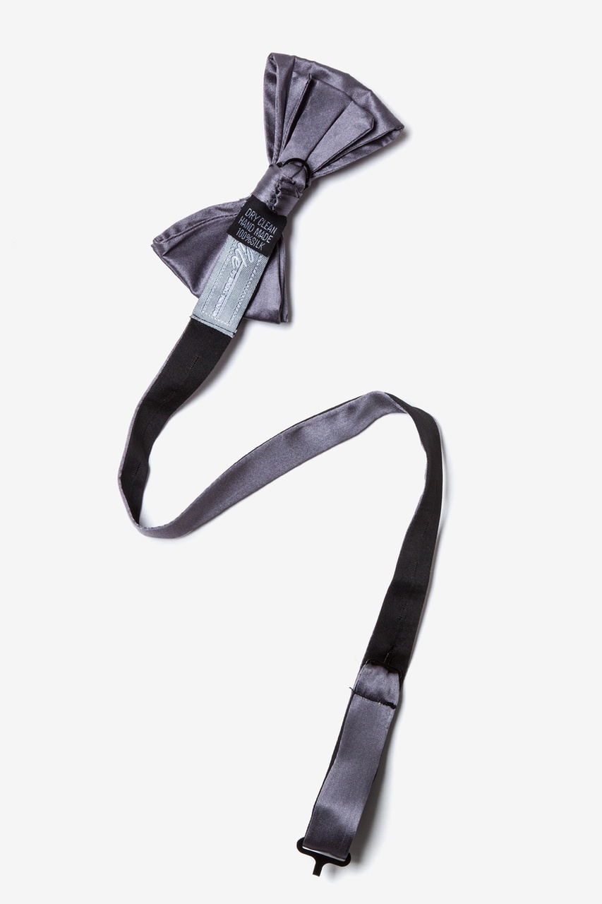 Medium Gray Silk Pretied Bow Tie | Ties.com