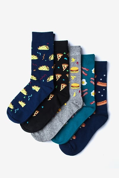 Multicolor Carded Cotton Fast Food Sock Pack