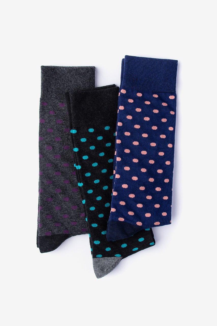 Multicolor Carded Cotton Polka Power 3 Sock Pack | Ties.com