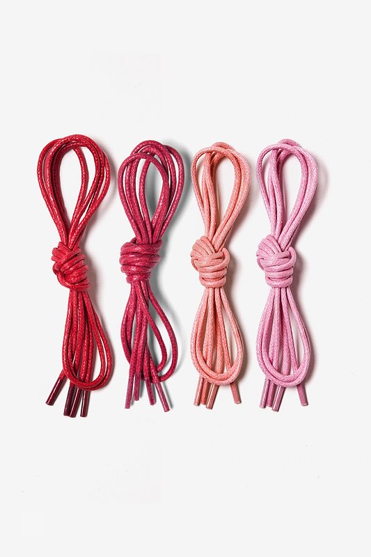 Multicolor Glazed Cotton Red & Pink 4 Pack Waxed Shoelaces | Ties.com