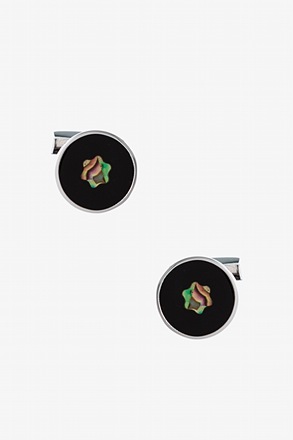 _Round Frosted Star Multicolor Cufflinks_