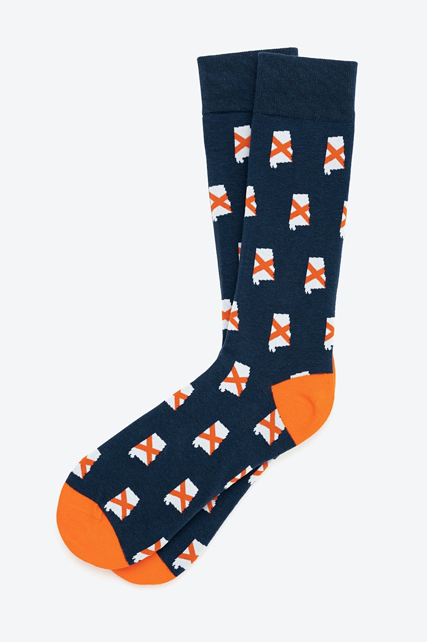 Navy Blue Carded Cotton Alabama State Flag Sock | Ties.com