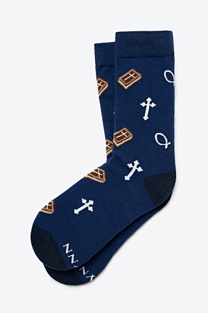 God Be with Ye Women's Sock by Alynn - Navy Blue Carded Cotton
