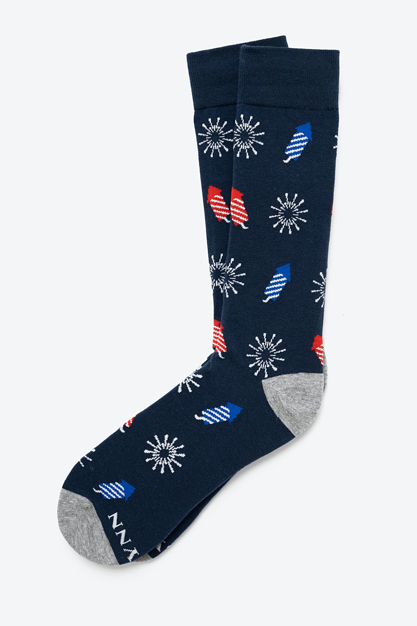 Navy Blue Carded Cotton Let's Celebrate Sock | Ties.com