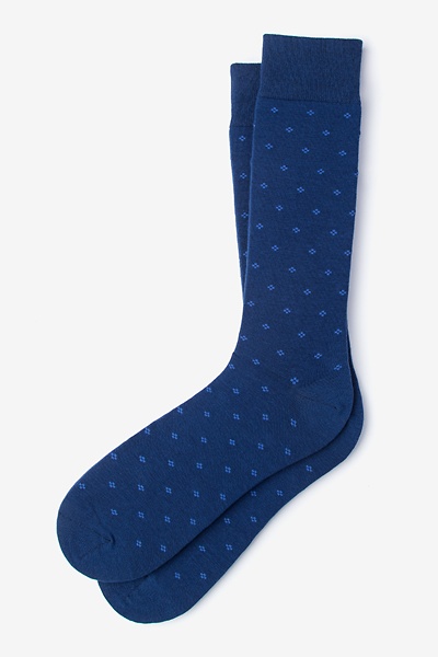 Navy Blue Carded Cotton Newton Sock | Ties.com