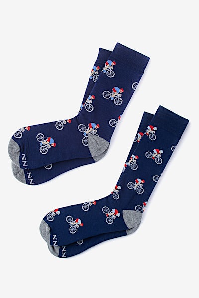 Navy Blue Carded Cotton Spin Cycle Sock | Ties.com