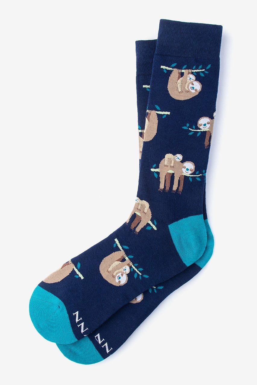 Navy Blue Sloth Socks | Animal Sock | Ties.com
