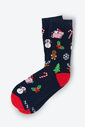 Tis the Season Navy Blue Women's Sock