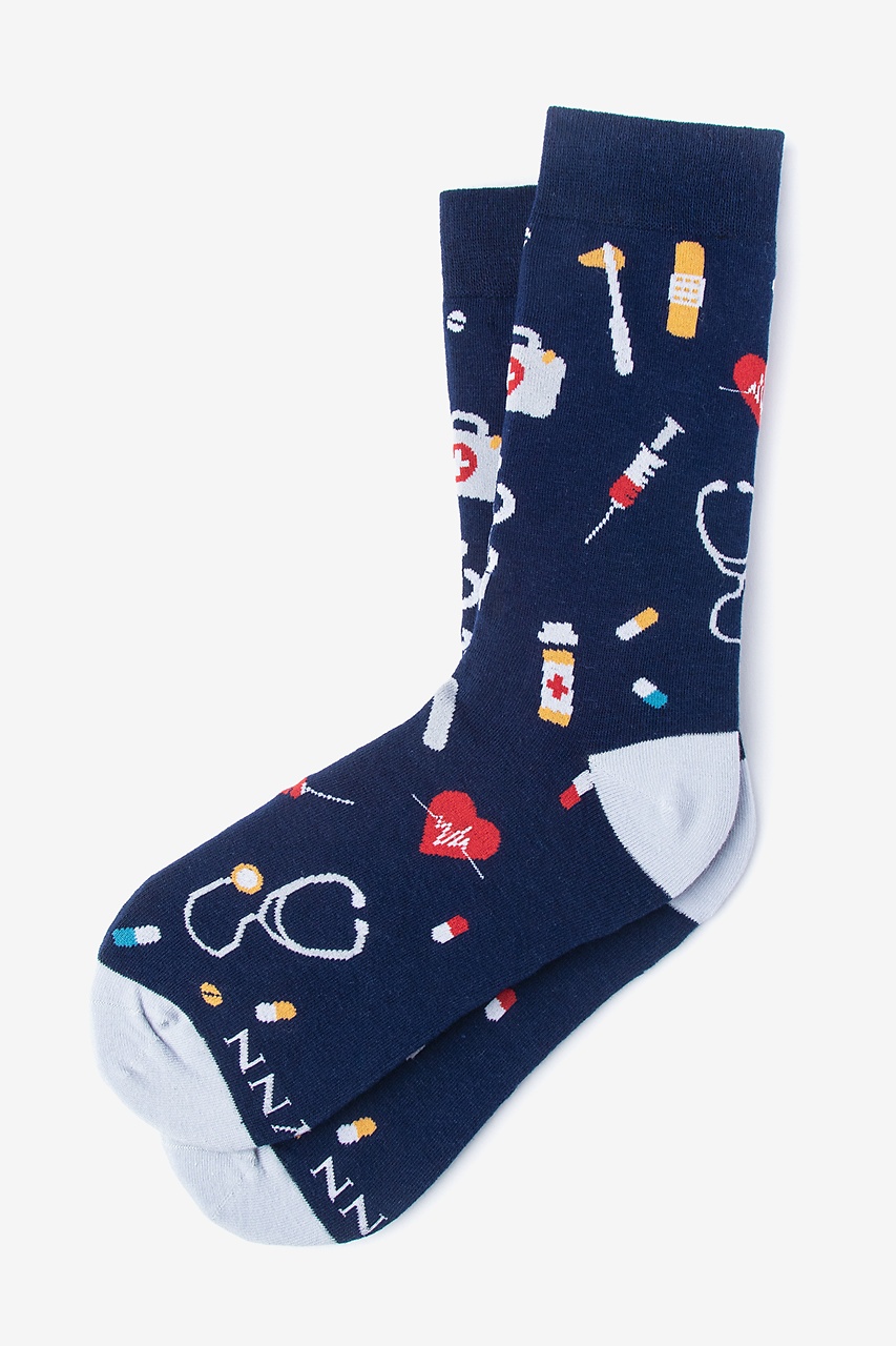 What's up Doctor Navy Blue Women's Sock | Medical Socks | Ties.com